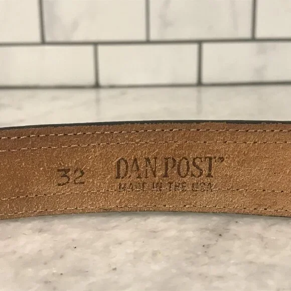 Dan Post Belt Women 32 Black Brown Cowhide Double Heart Buckle Western Rodeo USA - Picture 6 of 10